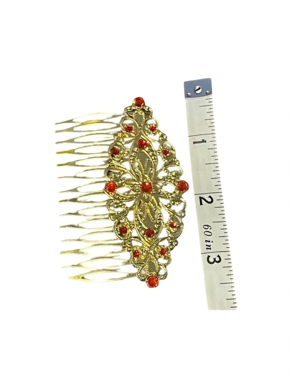 Elegant Gold and Ruby Red Crystal Hair Comb Accessories FINAL PRICE DROP